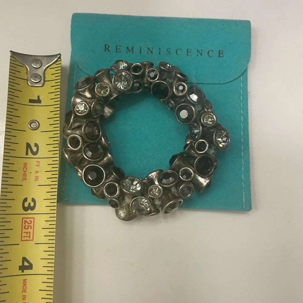 Reminiscence Paris Silver Black Grey Stretch Rocker Bracelet